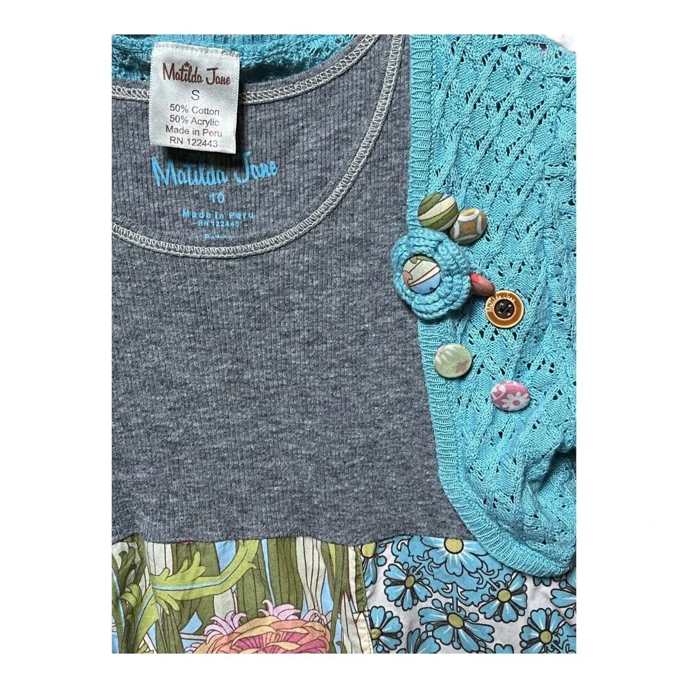 Matilda Jane Sz 10 Blue Bird Hotline Dress & Shirley Blue Cardigan Shrug Sweater